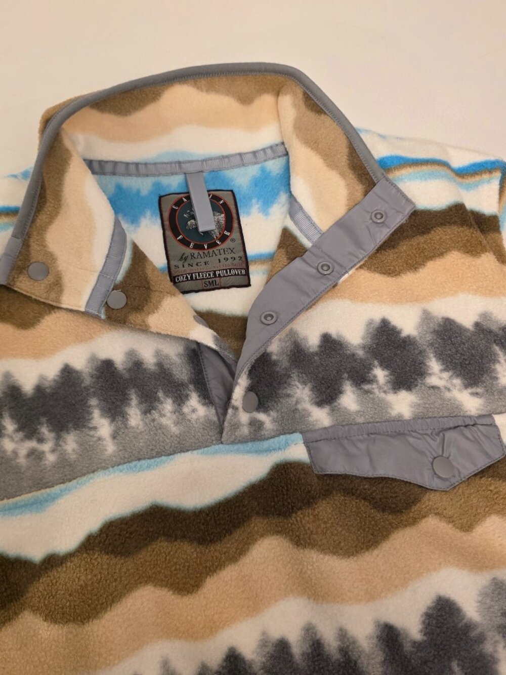Cabin Fever Fleece Sweater Pullover Mountain Print Women's Small